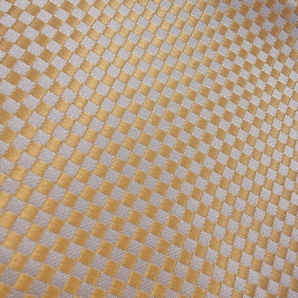 Pocket Square 100% Silk Handkerchief Yellow White Diamond Print Wedding - Picture 2 of 4